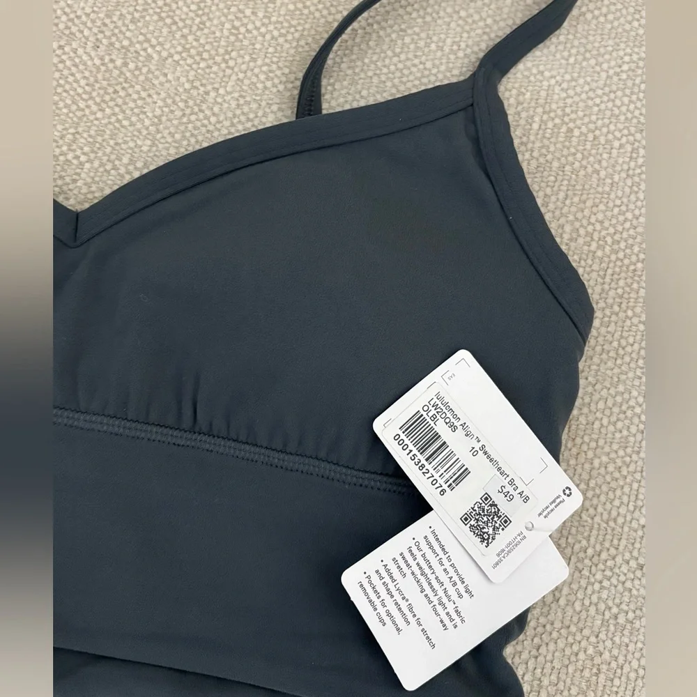 (BNWT) Lululemon Align Sweetheart Bra A/B Cup in Oil Grey